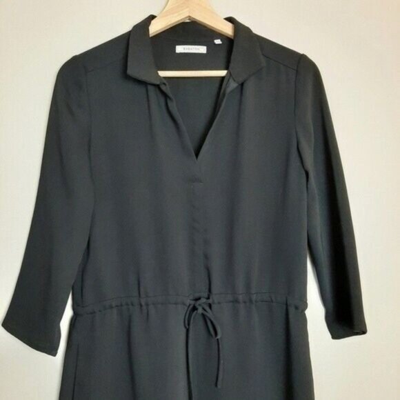 BABATON / Aritzia Shirt Dress Long Sleeve Waist Drawstring Black Sz XS Flawed - Picture 3 of 16
